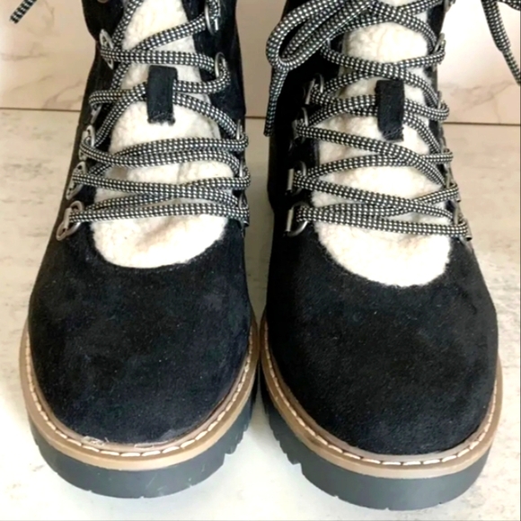 WHITE MOUNTAIN Cliffs Dock Suede Fur Sherpa Shearling Chunky Lug Ankle Booties E - Picture 5 of 5